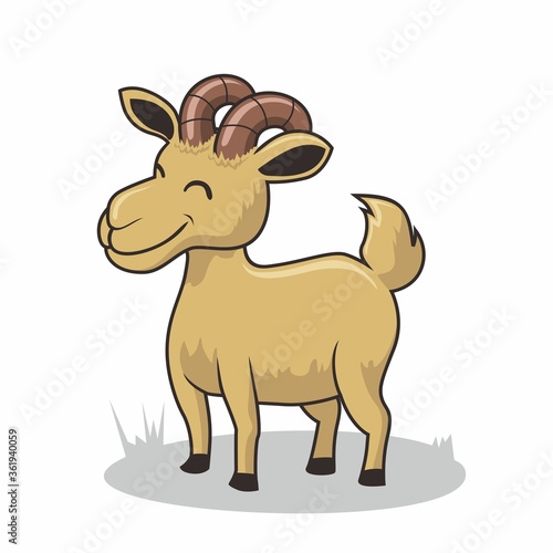 Goat Cartoon Cute Animals Isolated