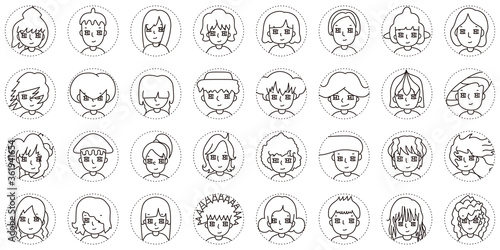 Wallpaper Mural 32種類の人物アイコン（白黒）1 Torontodigital.ca