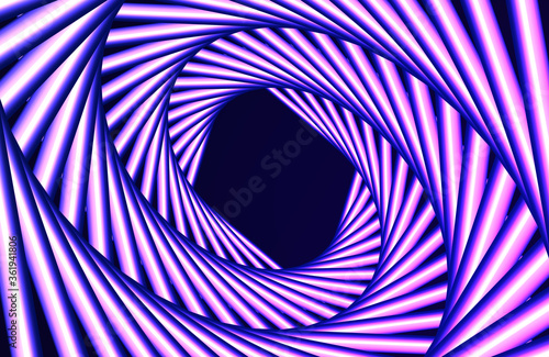 Geometric tunnel neon light effect  modern futuristic background. Abstract geometric lines with neon light effect for cyberpunk concept