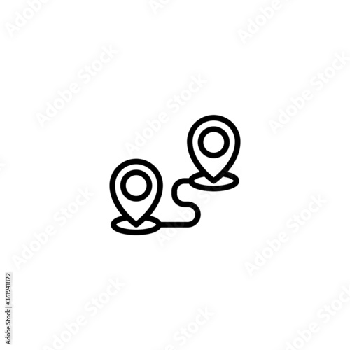 Itinerary vector icon in black line style icon, style isolated on white background