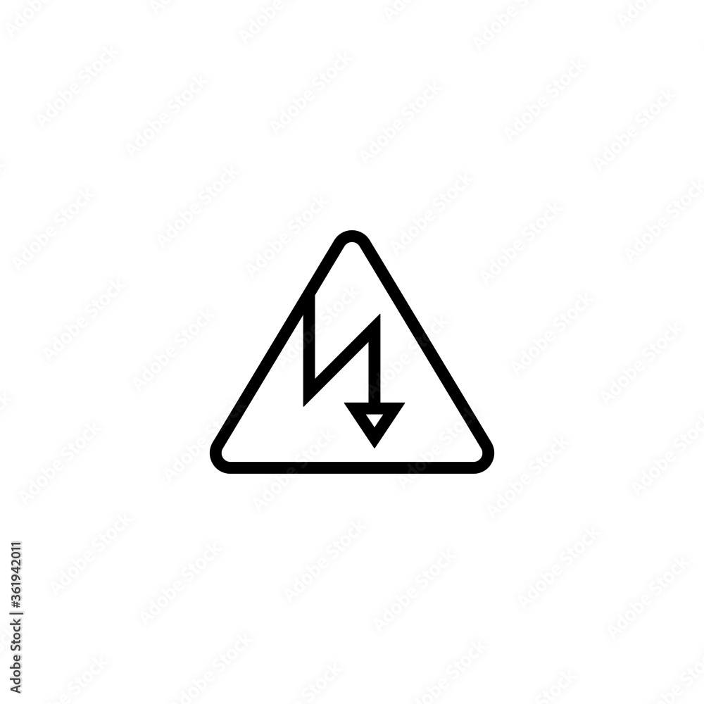 Electrocutation danger vector icon in black line style icon, style isolated on white background