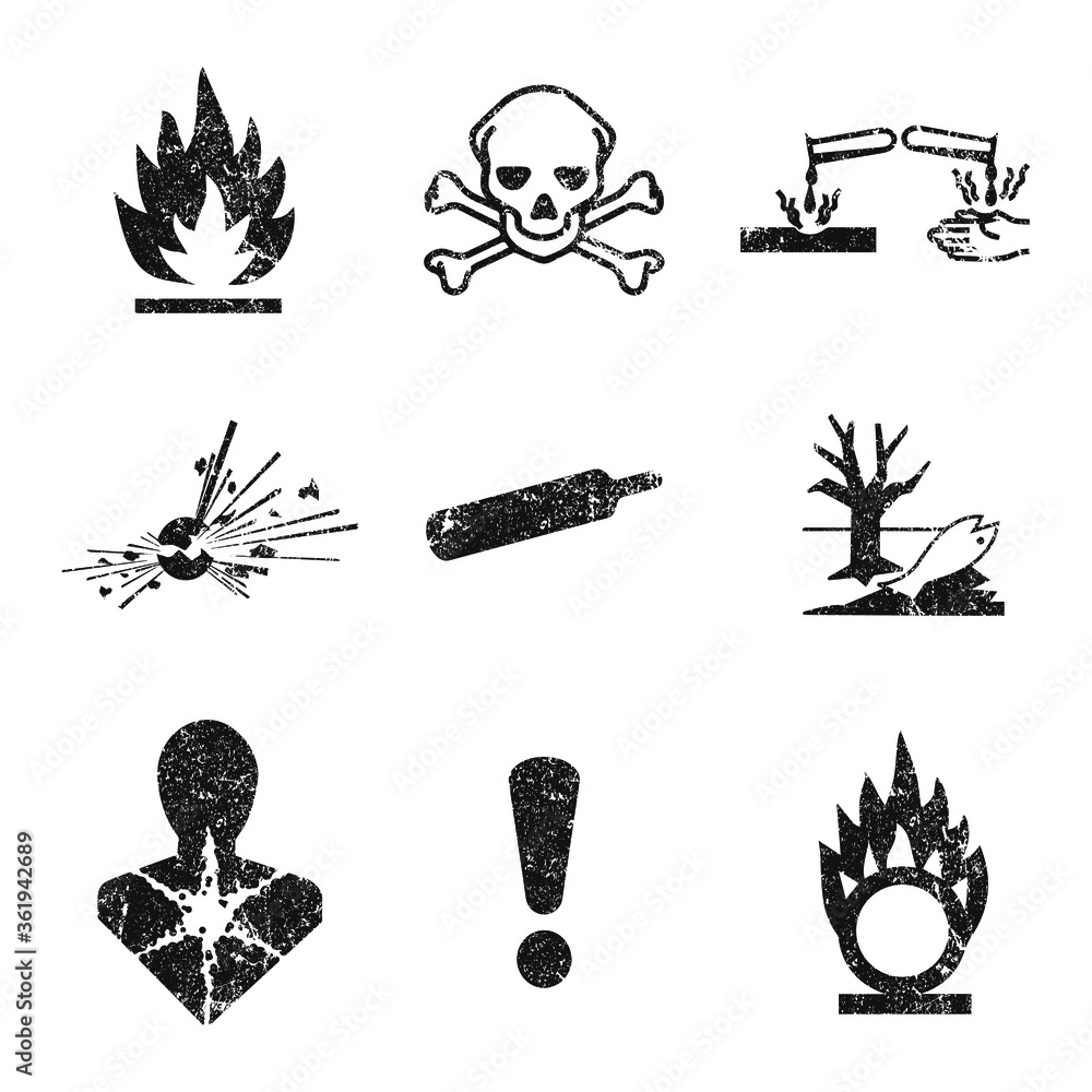 GHS pictogram hazard sign set. Isolated on white background. Dangerous ...