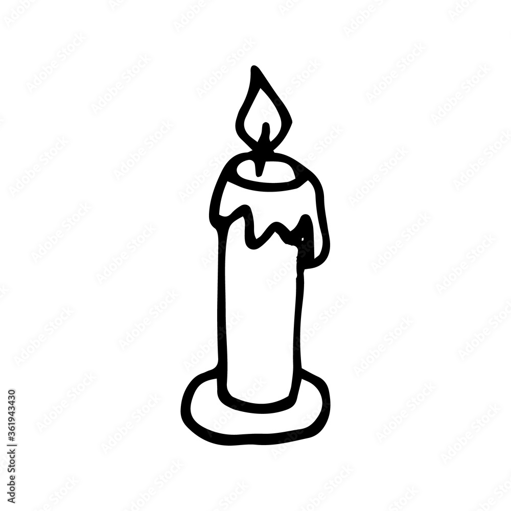 candle burns hand drawn in doodle style. vector, scandinavian, monochrome. single element for design card, sticker, interior decor candle burns hand drawn in doodle style. vector, scandinavian, monochrome. single element for design card, sticker, interior decor