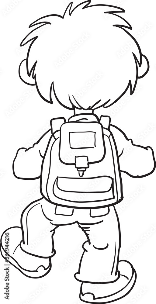 Schoolboy  with  backpack on his back. Back to school 