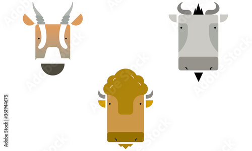 ポップな牛（3点・ヌー、バッファロー、レイヨウ）