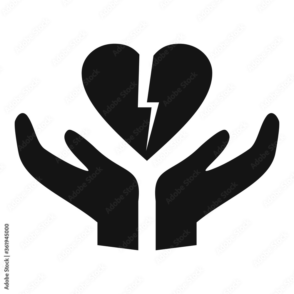 Divorce break heart icon. Simple illustration of divorce break heart vector icon for web design isolated on white background