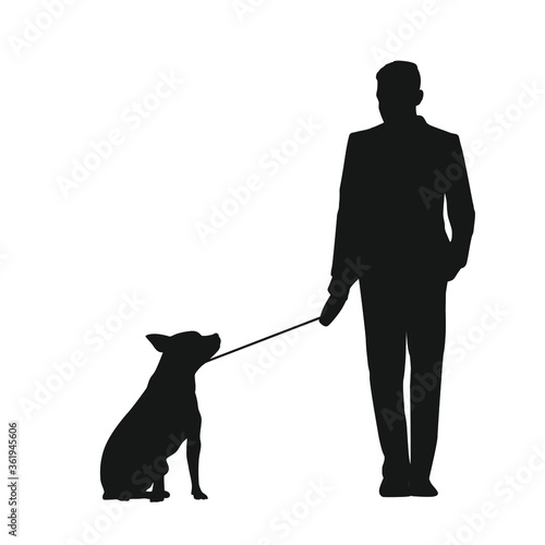 Silhouette Of Man And Dog