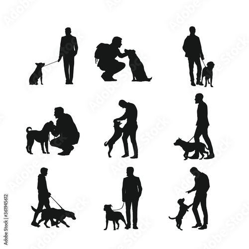 Silhouette Of Man And Dog