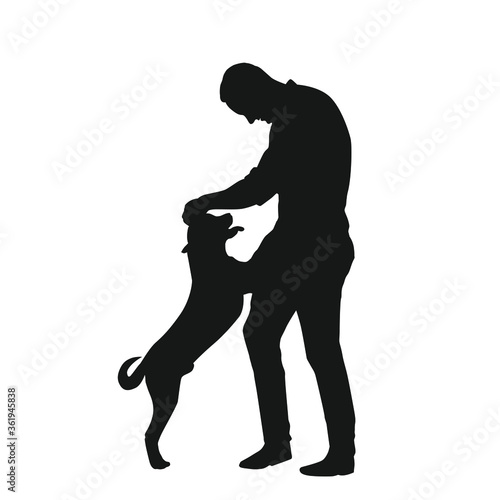 Silhouette Of Man And Dog