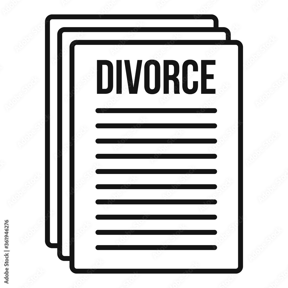 Divorce papers icon. Outline divorce papers vector icon for web design isolated on white background Divorce papers icon. Outline divorce papers vector icon for web design isolated on white background