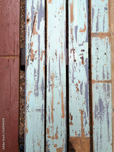 Old painted wood background in grunge style. The view from the top.  Copy space © kawee