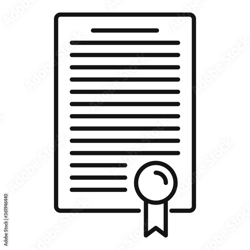 Divorce resolution document icon. Outline divorce resolution document vector icon for web design isolated on white background