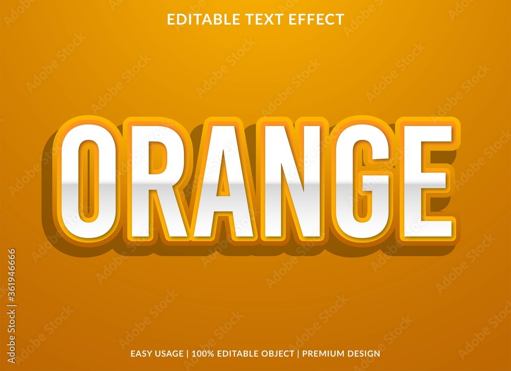 orange text effect template with 3d style and bold font concept use for brand label and logotype sticker