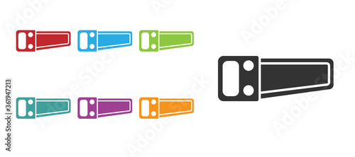 Black Hand saw icon isolated on white background. Set icons colorful. Vector Illustration.