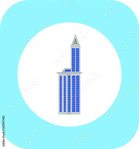 SEATTLE, WASHINGTON - JULY 3, 2020: Smith Tower of Seattle city in United States