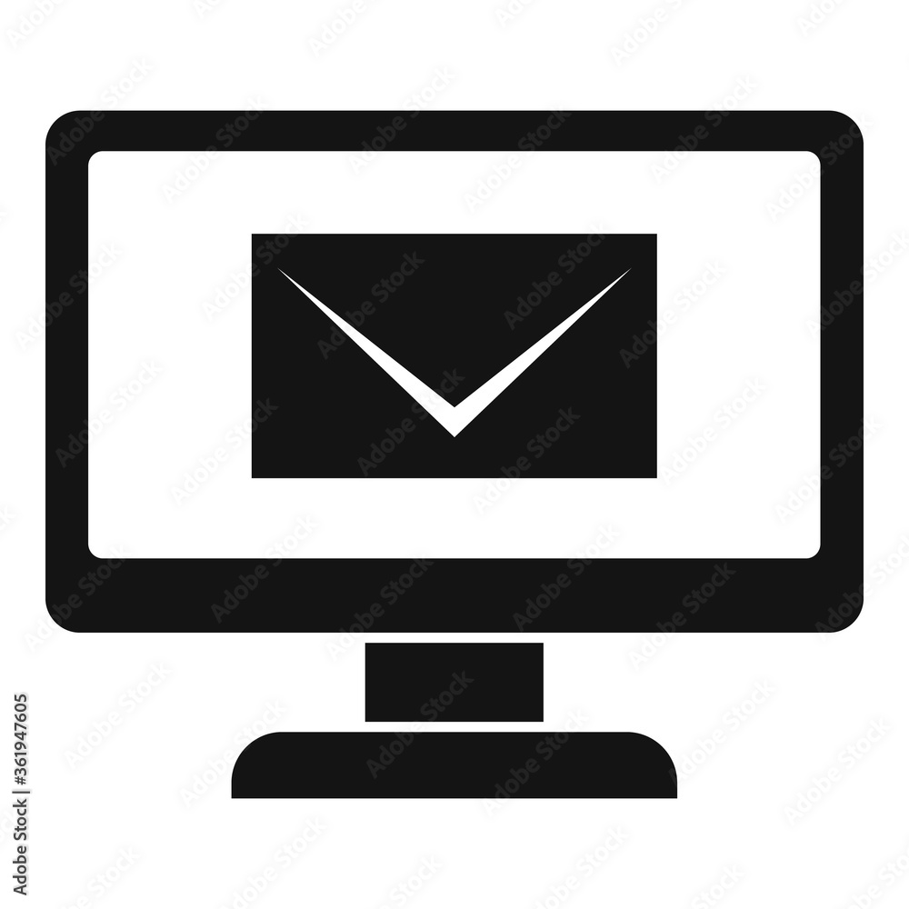 Service monitor mail icon. Simple illustration of service monitor mail vector icon for web design isolated on white background