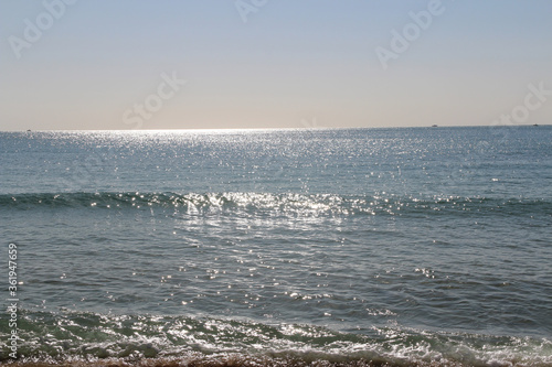 View of blue sky and boats in sunny day at Haeundae, Busan, South Korea © Crystaltmc