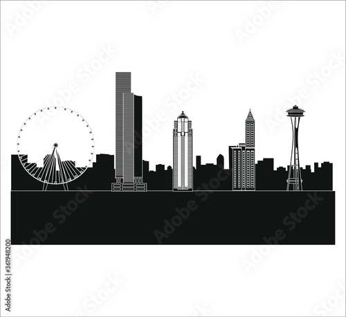 Seattle city skyline in United States. illustration for web and mobile design.