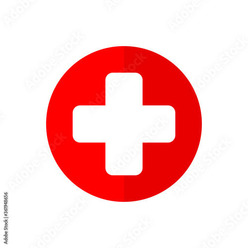 Cross red healthcare illustration, medical symbol, hospital crossed icon isolated on white background