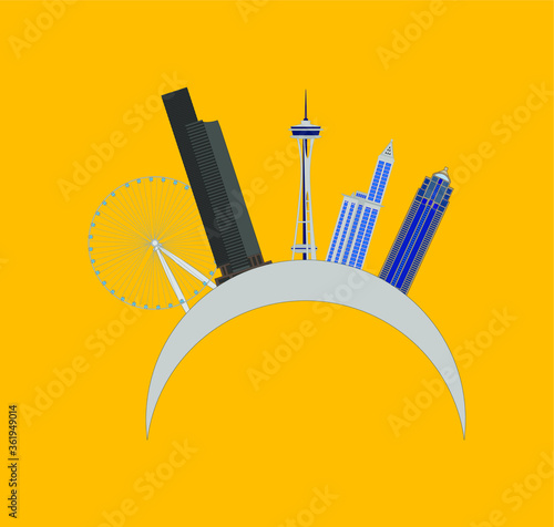 Seattle city skyline in United States. illustration for web and mobile design.