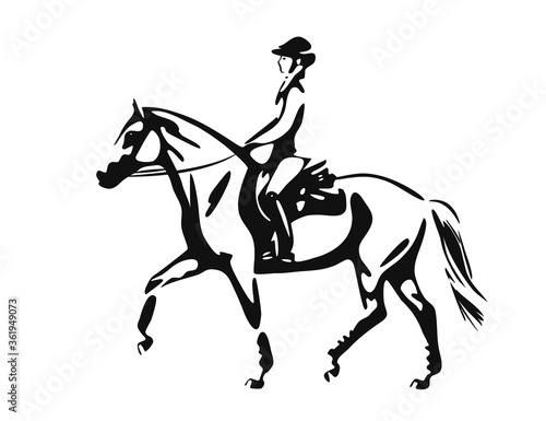 Stylized image of a rider and horse