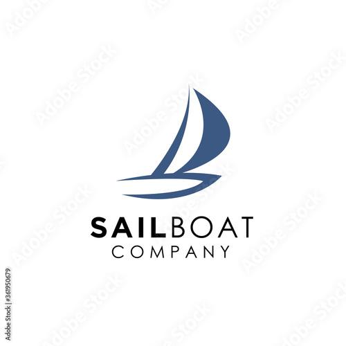 Simple Sailboat dhow ship logo design