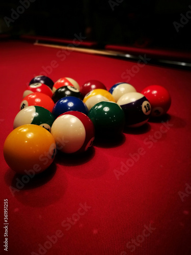 The pool game. Artistic look in vintage colours.