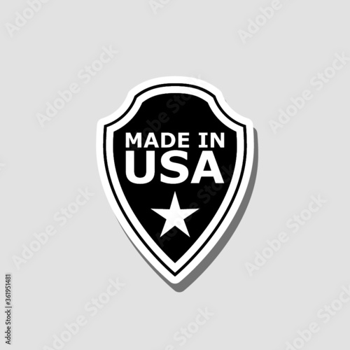 Graphic and label of Made in USA isolated on gray background
