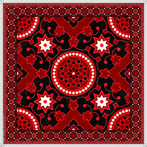 Ajrak Shawl - Sindhi Culture Fabric Pattern - Traditional Indus Valley wardrobe - print ready format.  photo