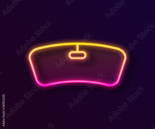 Glowing neon line Windshield icon isolated on black background. Vector Illustration.