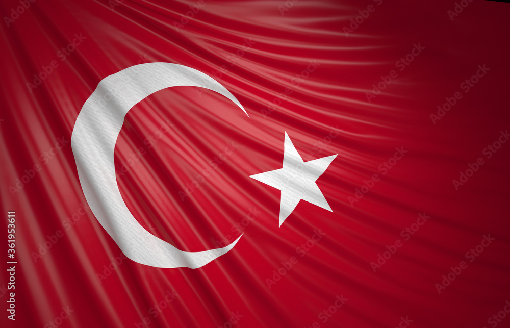 Turkish Flag, Republic of Turkey, Checkered Flag, Flag with Turkish Flag, 3D Render