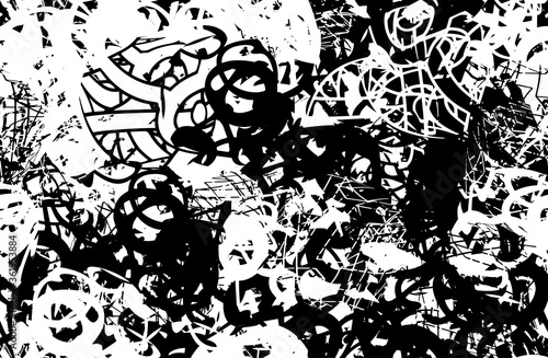 Grunge background black and white. Texture of chips  cracks  scratches  scuffs  dust  dirt. Dark monochrome surface. Old vintage vector pattern