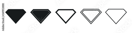 Set of diamond icons. Black vector illustration