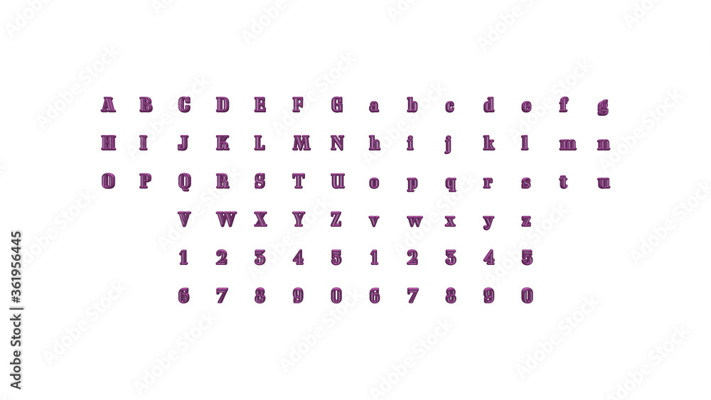 Full set of English alphabets in 3D illustrations which matching perspectives and lighting on each side placed on a white background for word combinations