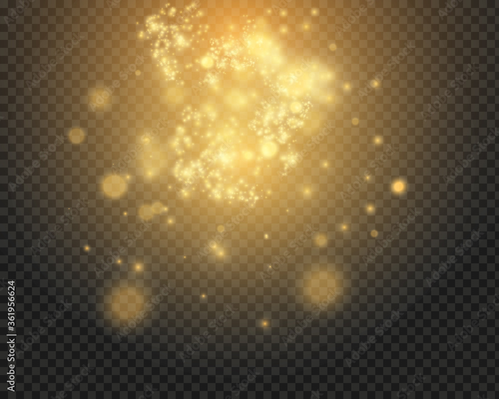 Christmas Abstract stylish light effect on a black transparent background. Yellow dust yellow sparks and golden stars shine with special light. Christmas Abstract stylish light effect on a black transparent background. Yellow dust yellow sparks and golden stars shine with special light.