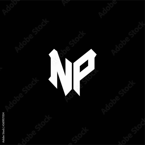np logo monogram with shield shape design template