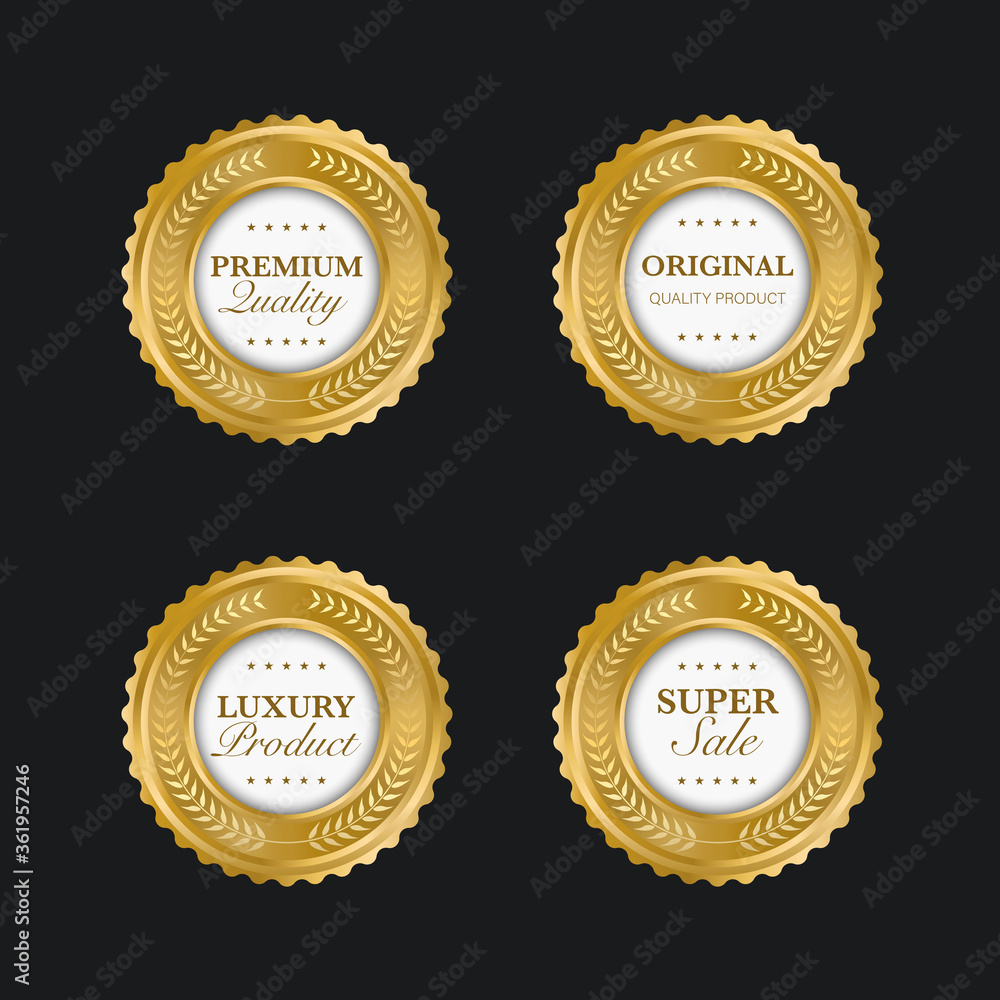 Seal gold badges and labels premium quality Premium Vector