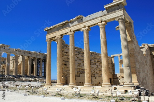 Greece, Athens, June 18 2020 - View of the archaeological site of the Acropolis with Erechtheio temple in the background. 