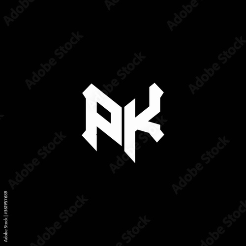 pk logo monogram with shield shape design template