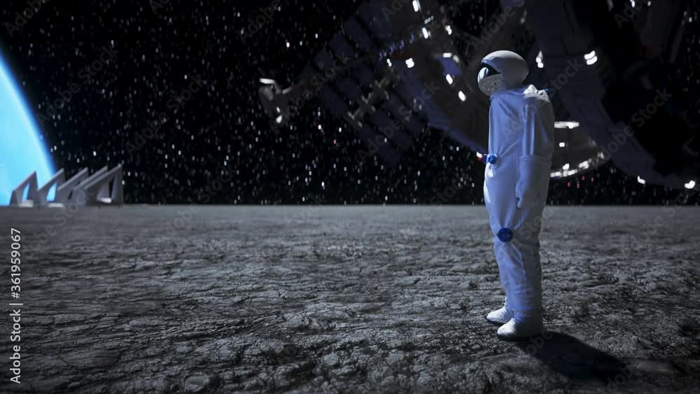 Astronaut on the moon stay idle . Realistic 4k animation. Astronaut on the moon stay idle . Realistic 4k animation.