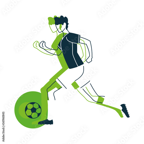 Soccer player man with ball vector design