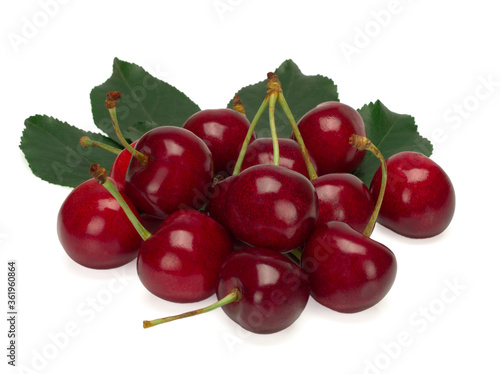 Sweet ripe cherry on a white background