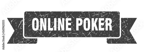 online poker ribbon. online poker grunge band sign. online poker banner
