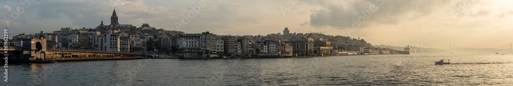 panoramic sunset view on Istanbul Constantinople in augst summer