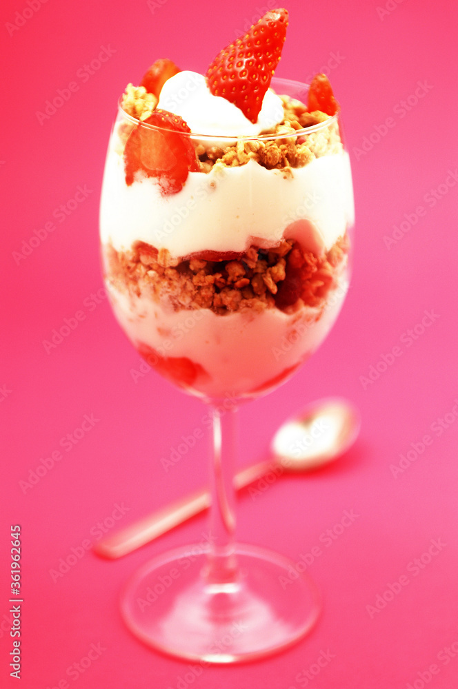Breakfast cereal with yoghurt and strawberry Breakfast cereal with yoghurt and strawberry