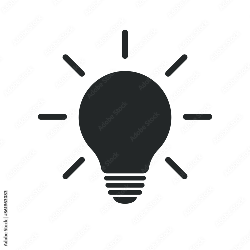 Light bulb icon. Incandescent lamp symbol. Idea and innovation sign. Creative energy or inspiration logo. Isolated on white background. Vector illustration image. Light bulb icon. Incandescent lamp symbol. Idea and innovation sign. Creative energy or inspiration logo. Isolated on white background. Vector illustration image.