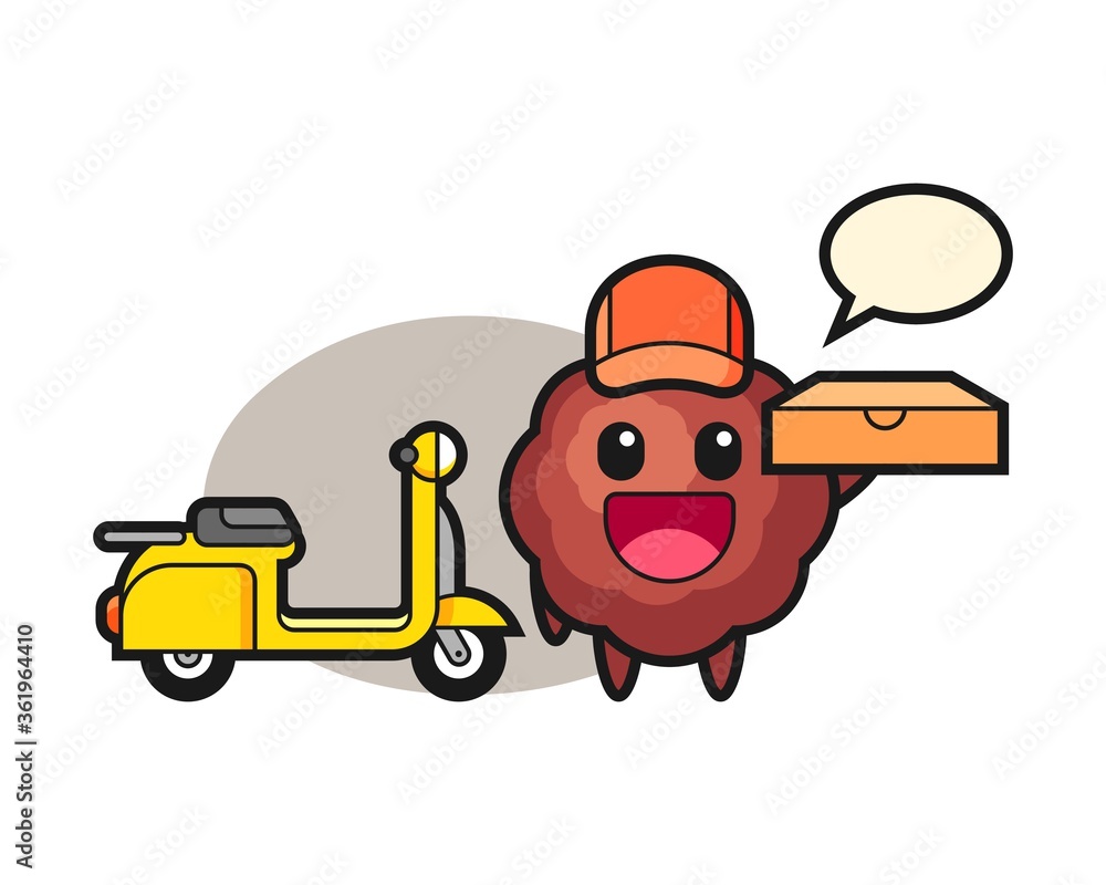 Meatball cartoon as a pizza deliveryman Meatball cartoon as a pizza deliveryman