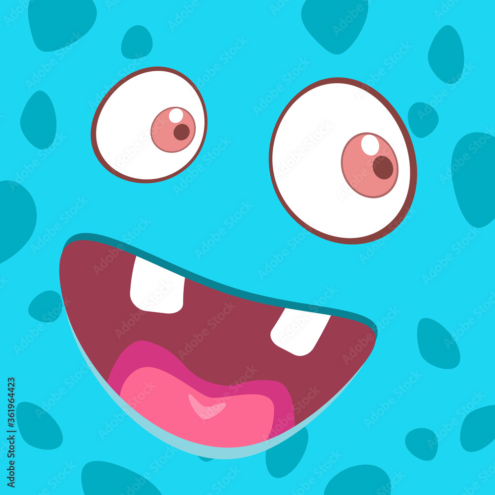 Obraz premium The face of a cheerful cartoon monster. Vector illustration