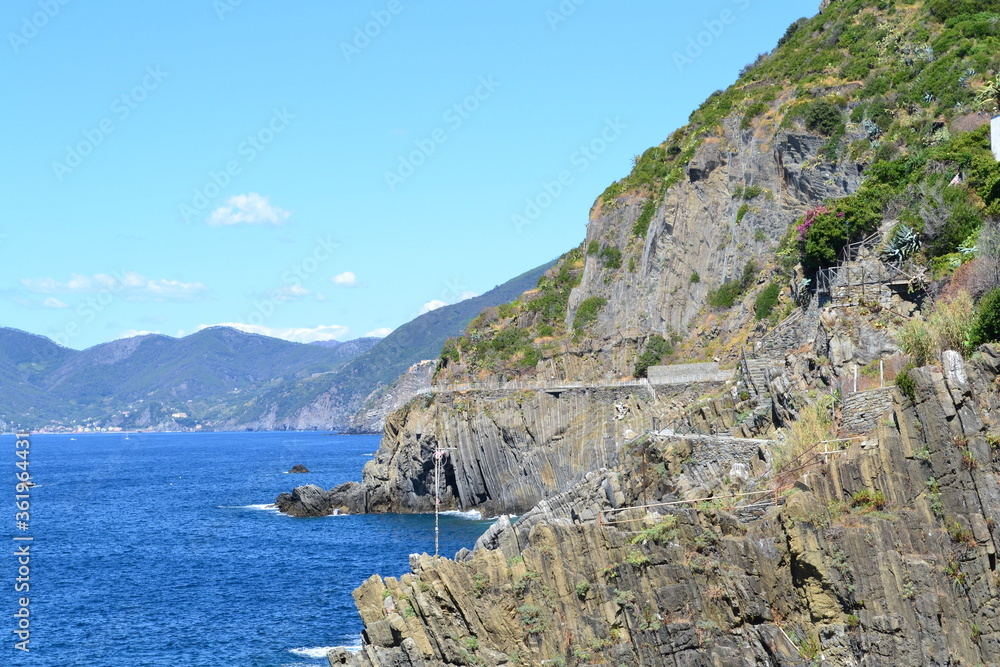 A view of the Love Walk as seen from Riomaggiore, one of the Five Villages, in the Region of Liguria, Italy