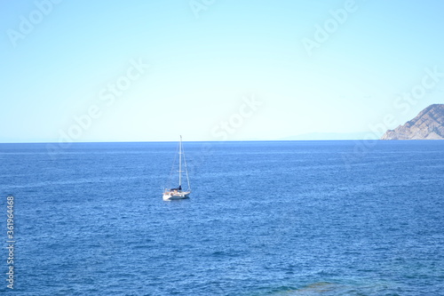 Mediterranean sea landscape with a boat 